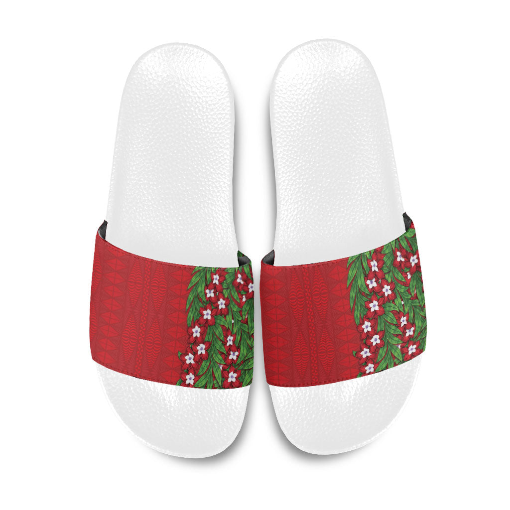 Tonga Language Week Slide Sandals Heilala Floral Red