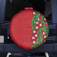 Tonga Language Week Spare Tire Cover Heilala Floral Red