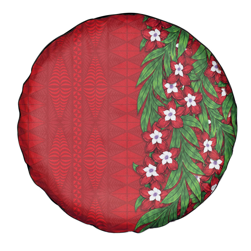 Tonga Language Week Spare Tire Cover Heilala Floral Red