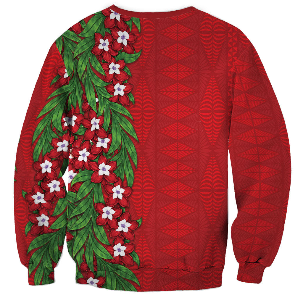 Tonga Language Week Sweatshirt Heilala Floral Red