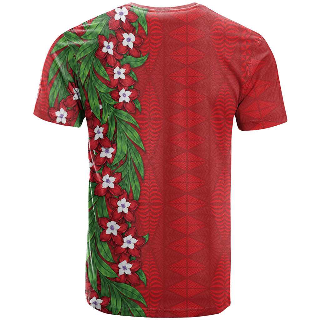 Tonga Language Week T Shirt Heilala Floral Red