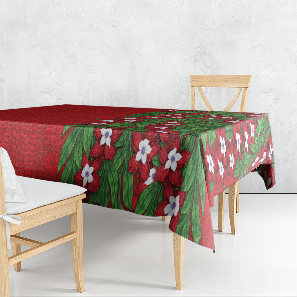 Tonga Language Week Tablecloth Heilala Floral Red