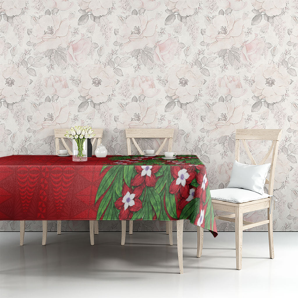 Tonga Language Week Tablecloth Heilala Floral Red