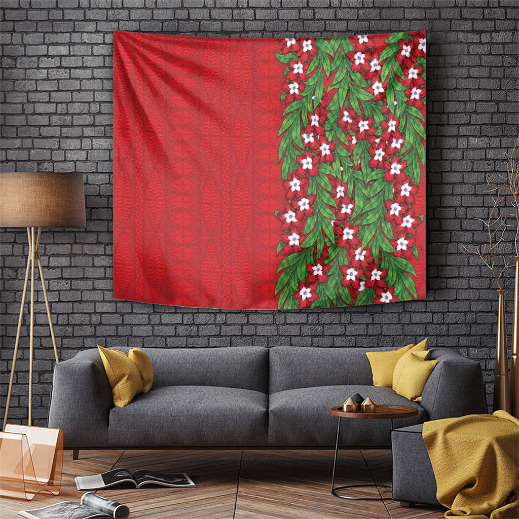 Tonga Language Week Tapestry Heilala Floral Red
