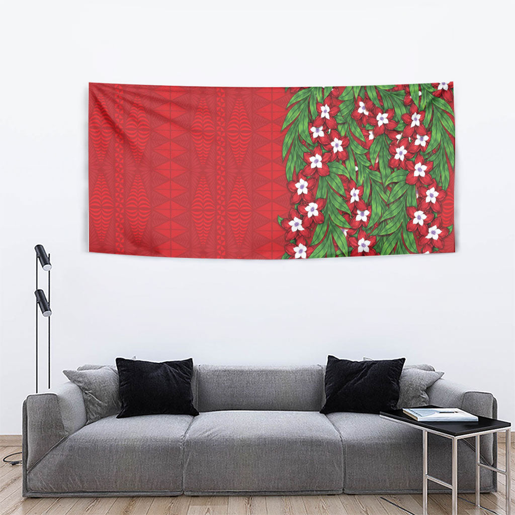 Tonga Language Week Tapestry Heilala Floral Red