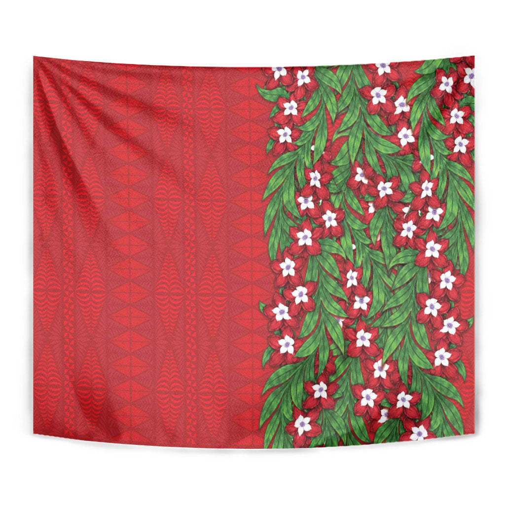 Tonga Language Week Tapestry Heilala Floral Red