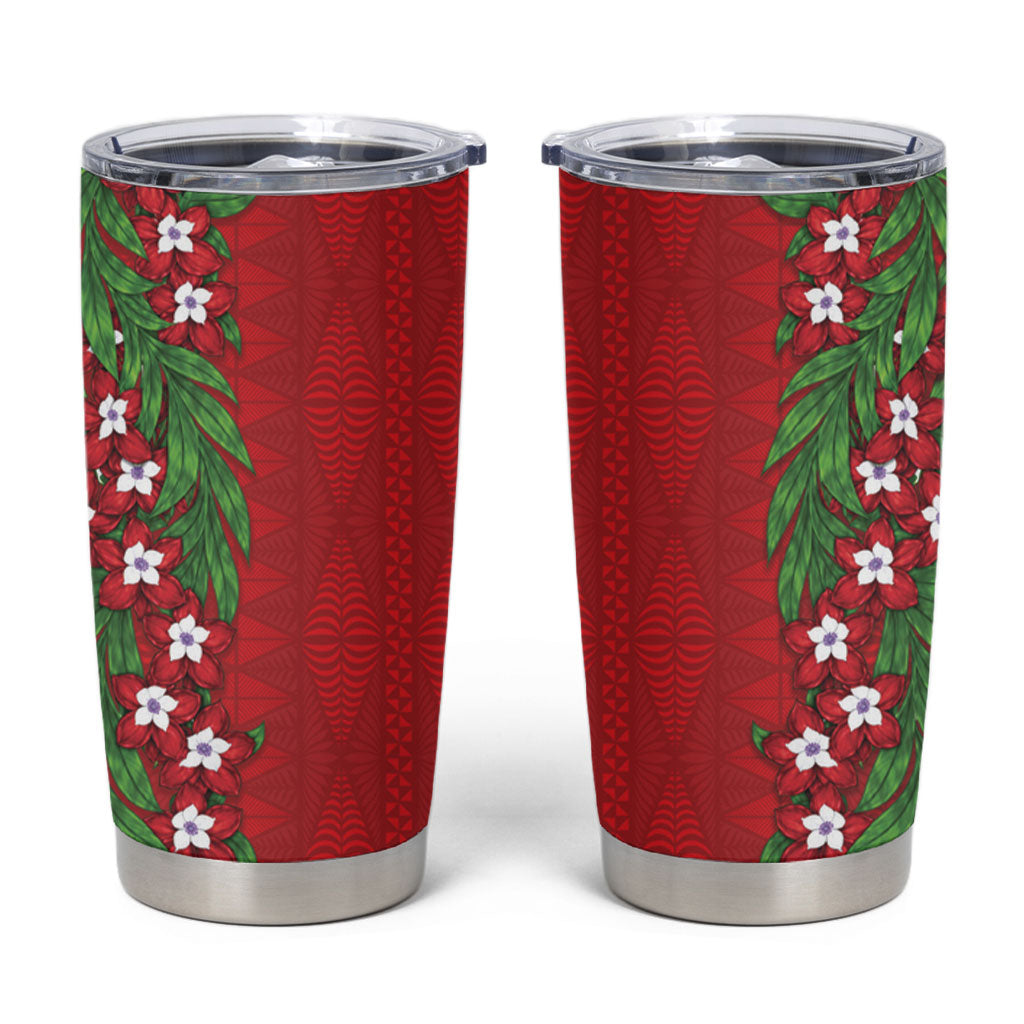 Tonga Language Week Tumbler Cup Heilala Floral Red