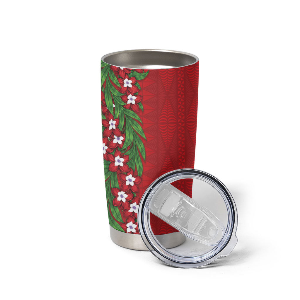 Tonga Language Week Tumbler Cup Heilala Floral Red