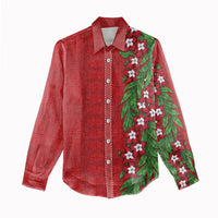 Tonga Language Week Women Casual Shirt Heilala Floral Red