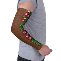 Tonga Language Week Arm Sleeves Heilala Floral Brown