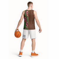Tonga Language Week Basketball Jersey Heilala Floral Brown