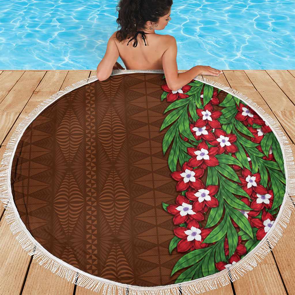 Tonga Language Week Beach Blanket Heilala Floral Brown
