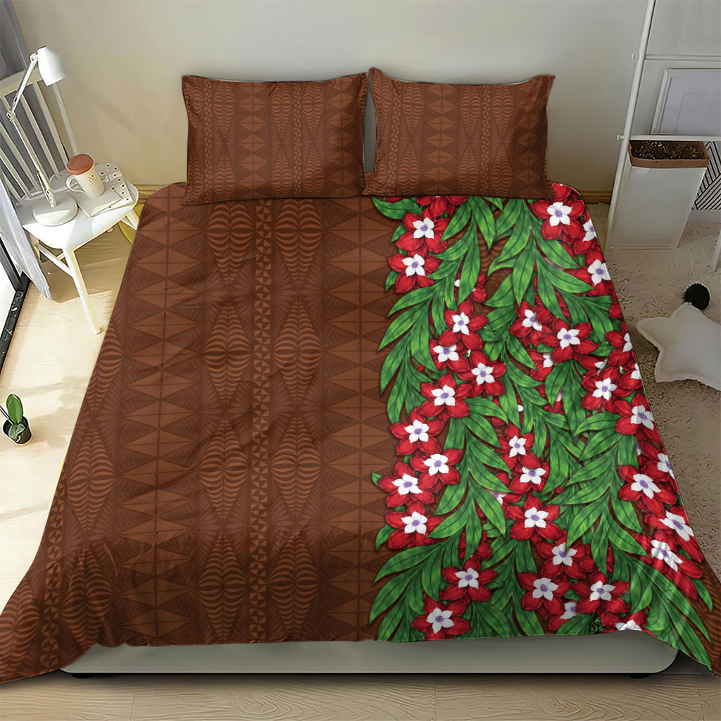 Tonga Language Week Bedding Set Heilala Floral Brown