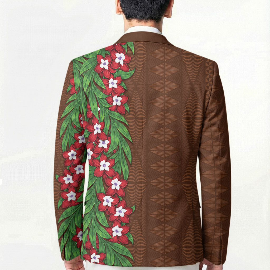 Tonga Language Week Blazer Heilala Floral Brown
