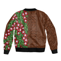 Tonga Language Week Bomber Jacket Heilala Floral Brown