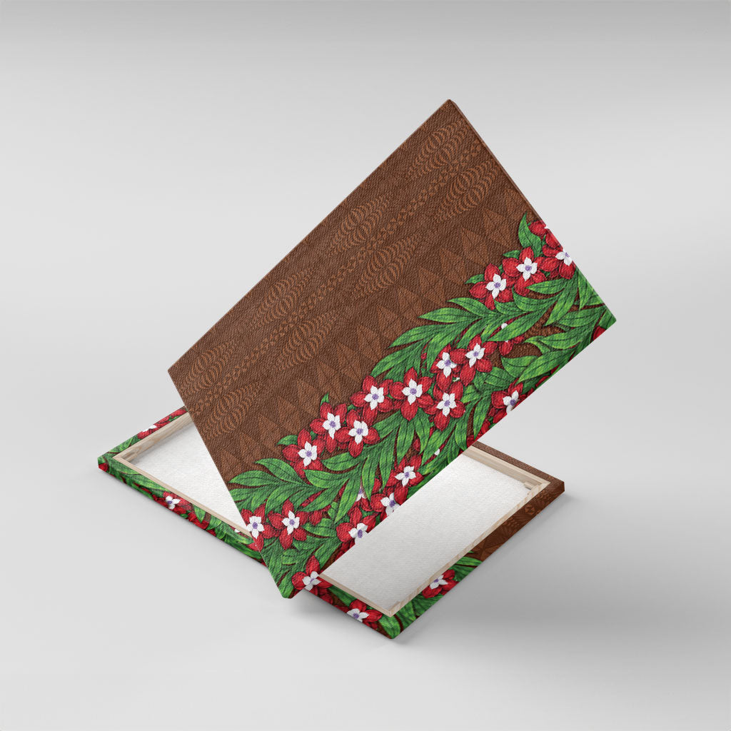 Tonga Language Week Canvas Wall Art Heilala Floral Brown