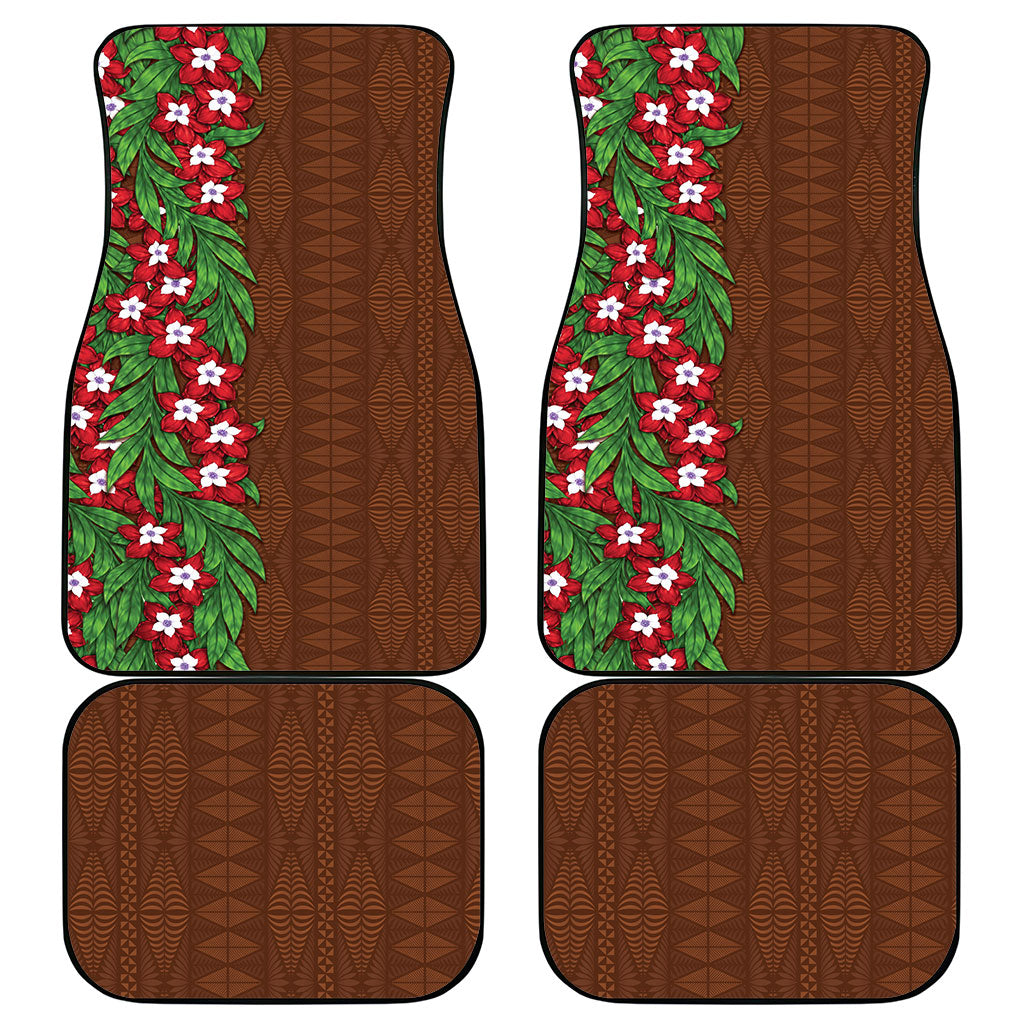 Tonga Language Week Car Mats Heilala Floral Brown