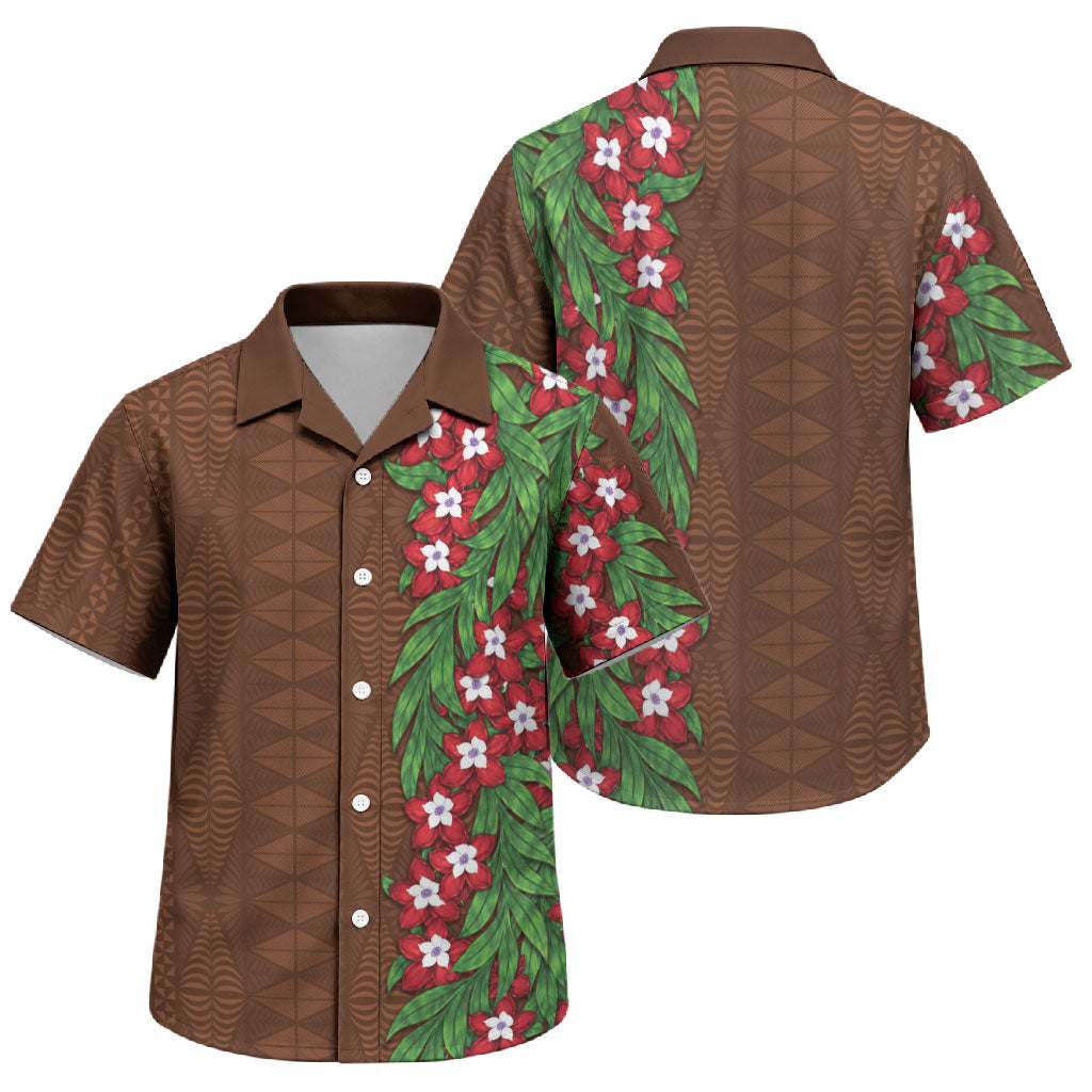 Tonga Language Week Family Matching Mermaid Dress and Hawaiian Shirt Heilala Floral Brown