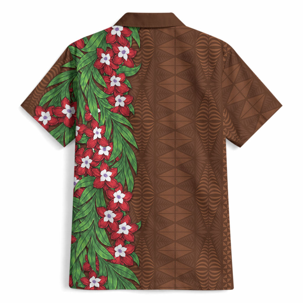 Tonga Language Week Hawaiian Shirt Heilala Floral Brown