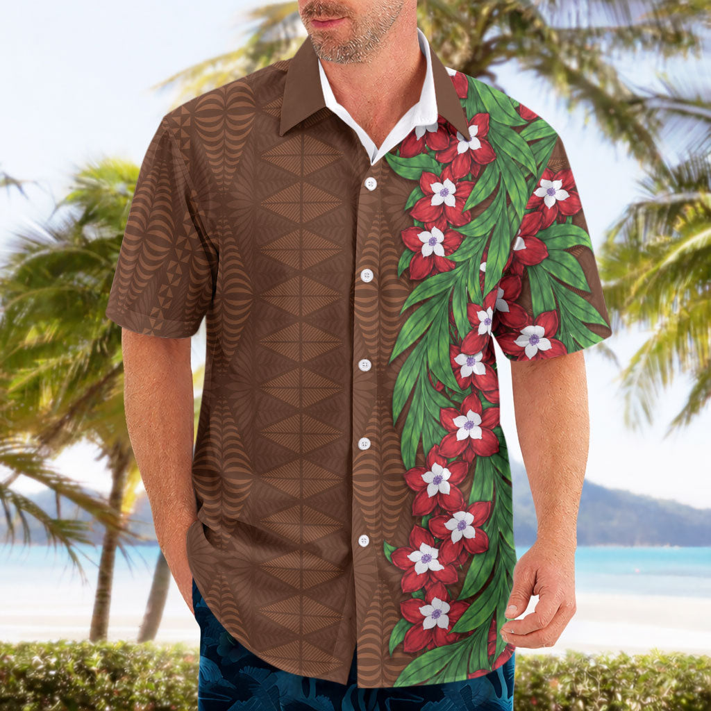 Tonga Language Week Hawaiian Shirt Heilala Floral Brown