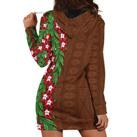 Tonga Language Week Hoodie Dress Heilala Floral Brown
