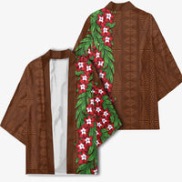Tonga Language Week Kimono Heilala Floral Brown