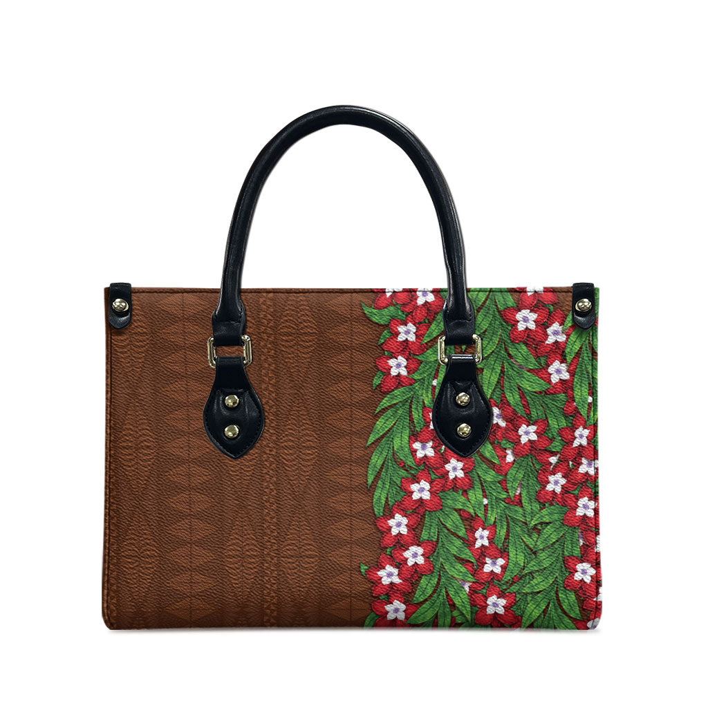 Tonga Language Week Leather Bag Heilala Floral Brown