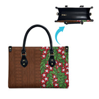 Tonga Language Week Leather Bag Heilala Floral Brown