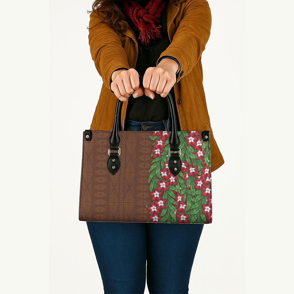Tonga Language Week Leather Bag Heilala Floral Brown