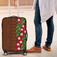 Tonga Language Week Luggage Cover Heilala Floral Brown