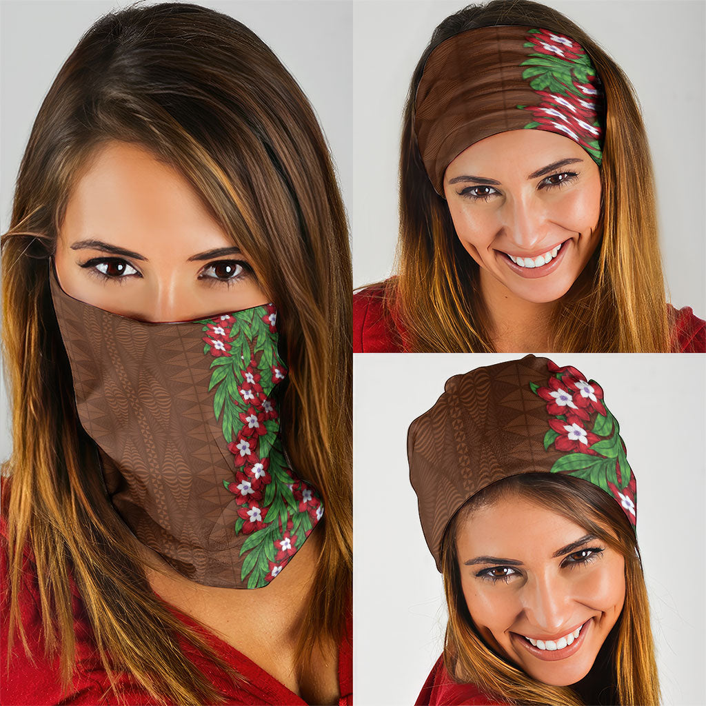 Tonga Language Week Neck Gaiter Heilala Floral Brown