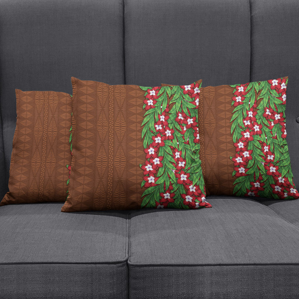 Tonga Language Week Pillow Cover Heilala Floral Brown