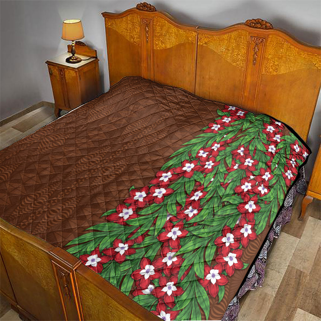 Tonga Language Week Quilt Heilala Floral Brown