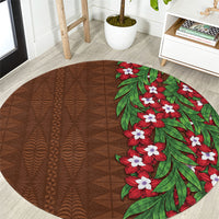 Tonga Language Week Round Carpet Heilala Floral Brown