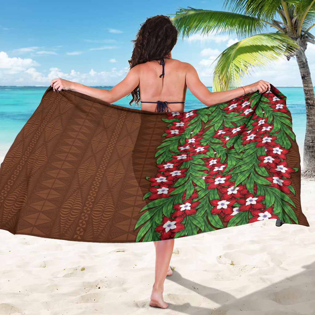 Tonga Language Week Sarong Heilala Floral Brown
