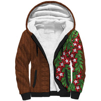 Tonga Language Week Sherpa Hoodie Heilala Floral Brown