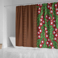 Tonga Language Week Shower Curtain Heilala Floral Brown