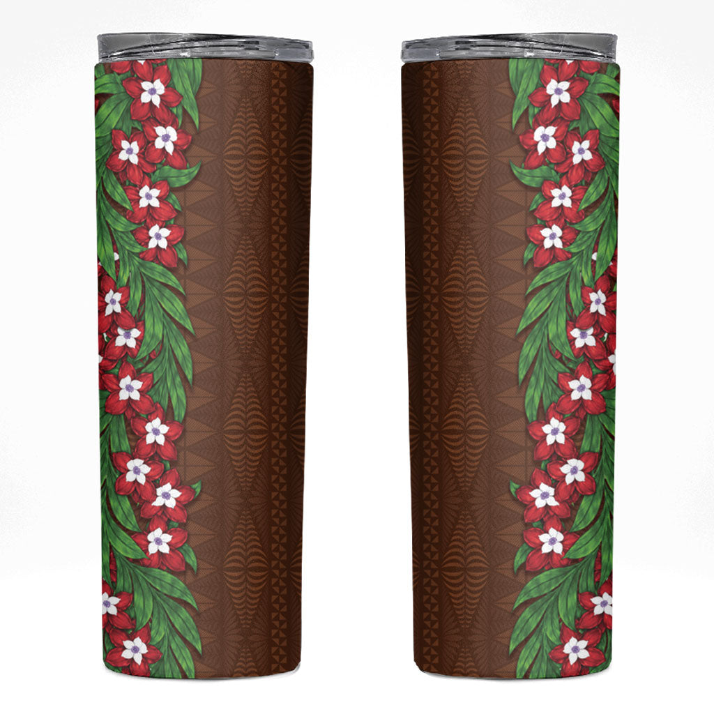 Tonga Language Week Skinny Tumbler Heilala Floral Brown