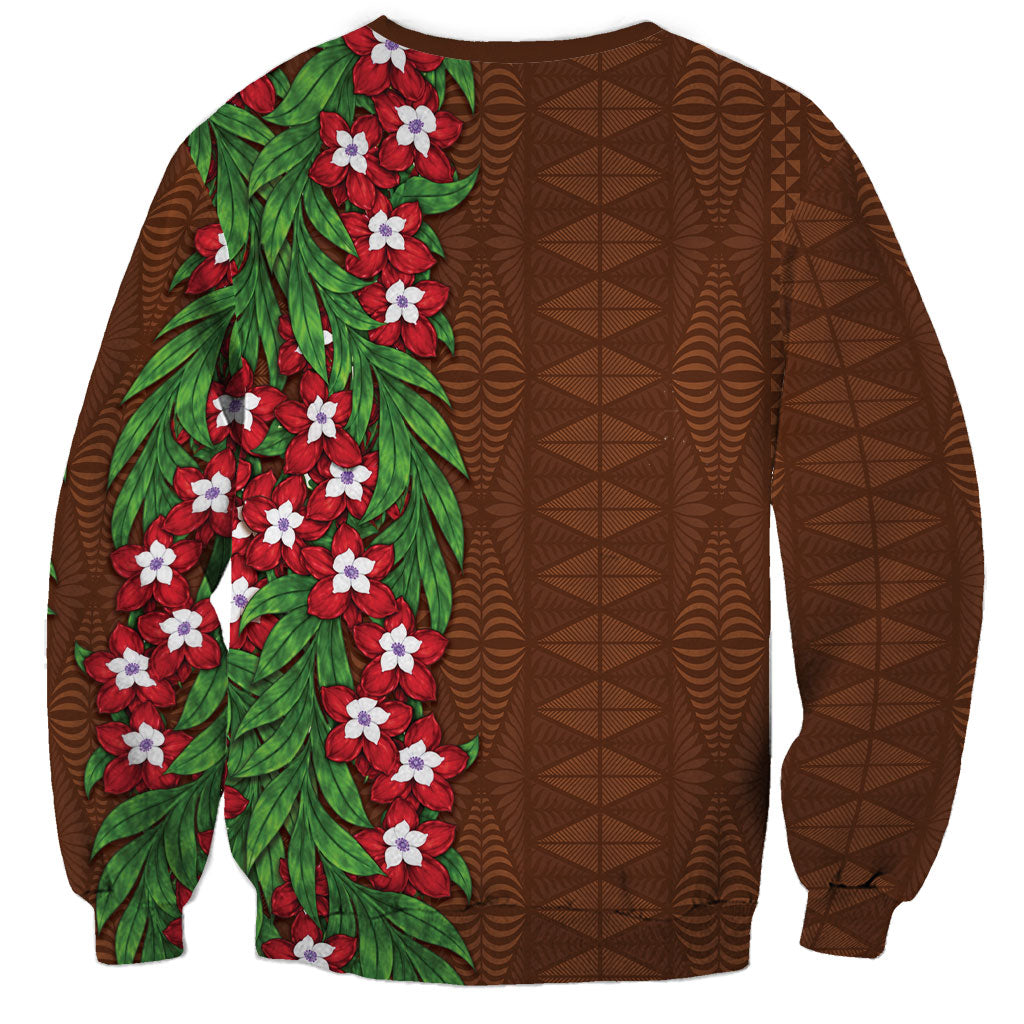 Tonga Language Week Sweatshirt Heilala Floral Brown