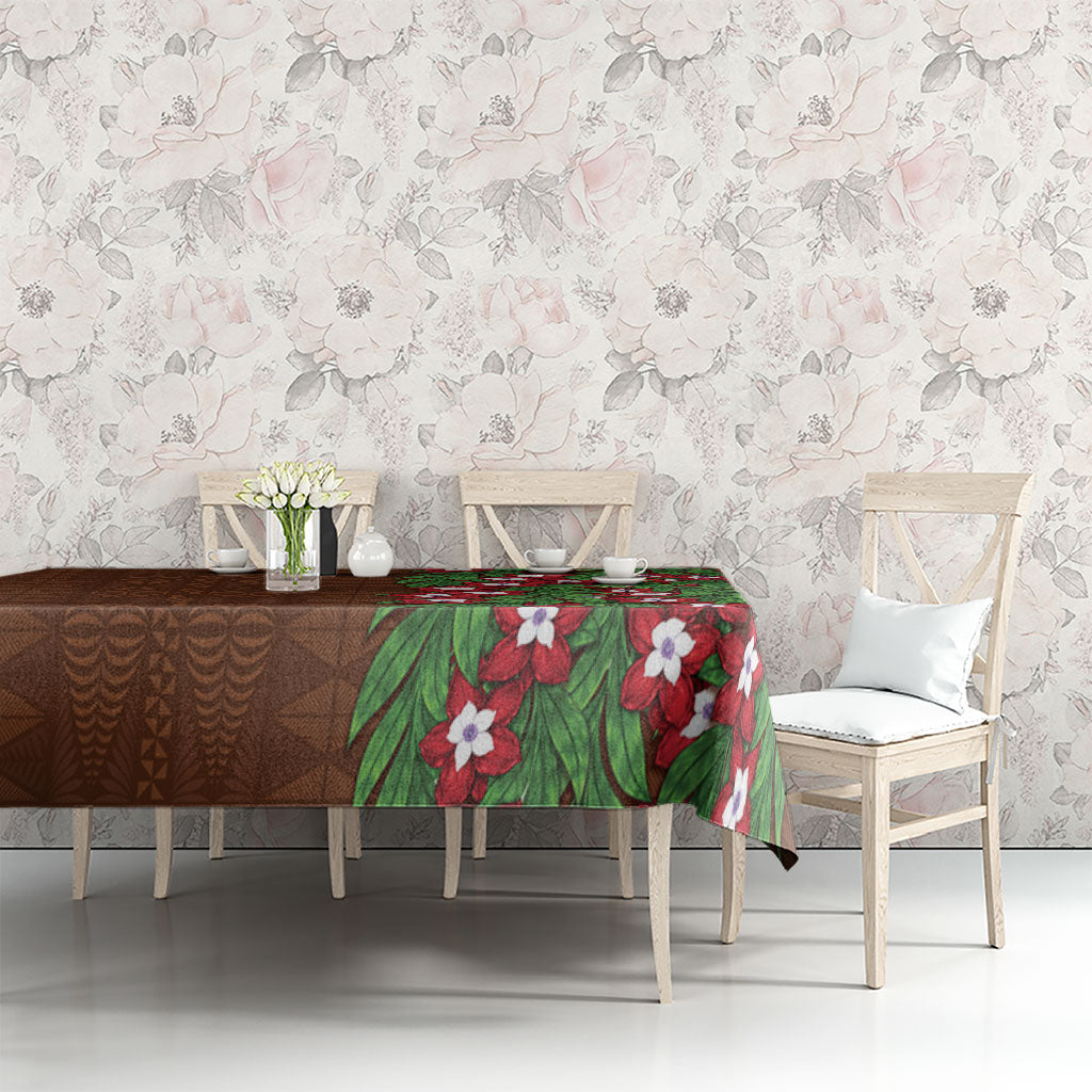Tonga Language Week Tablecloth Heilala Floral Brown