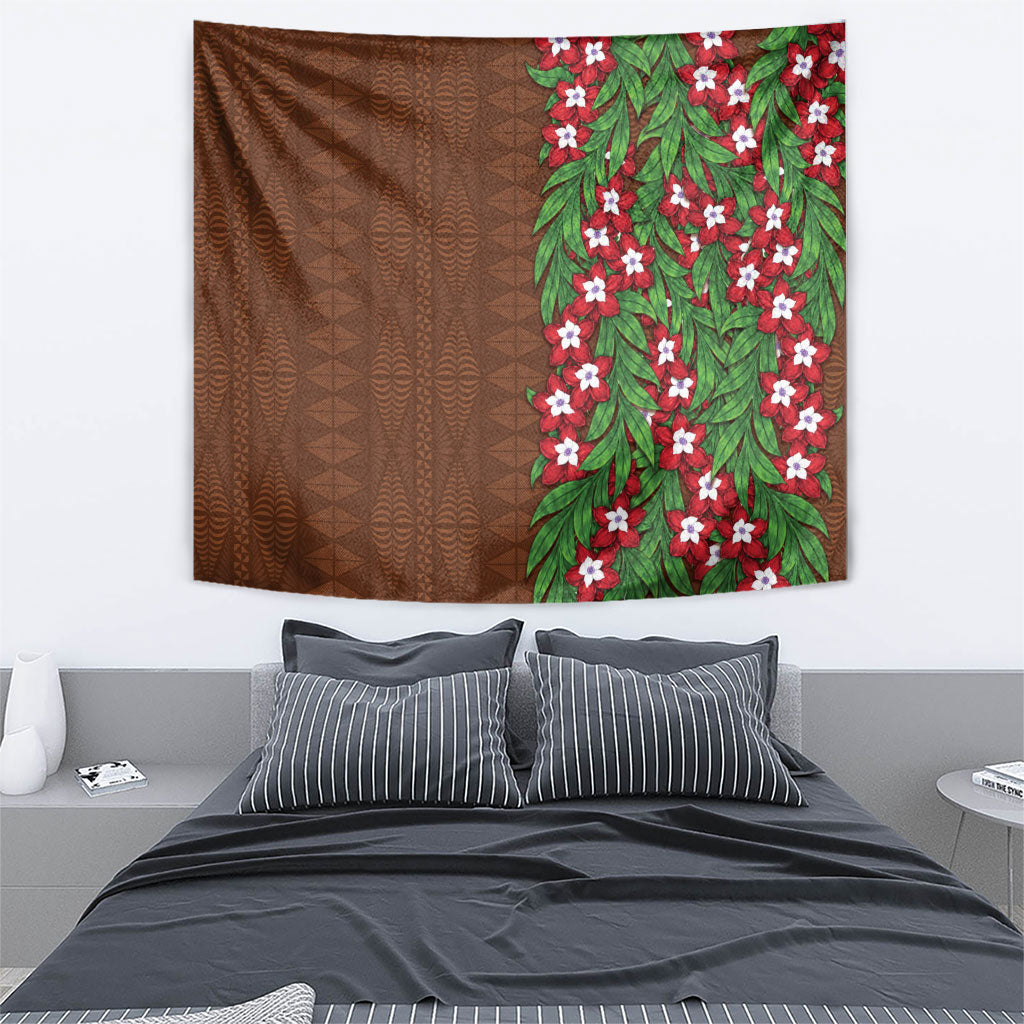 Tonga Language Week Tapestry Heilala Floral Brown