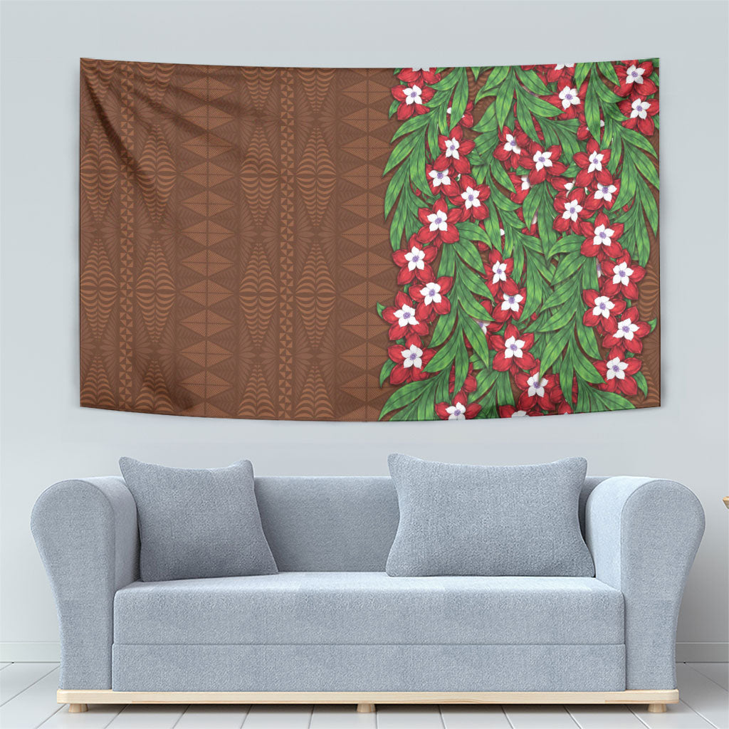 Tonga Language Week Tapestry Heilala Floral Brown