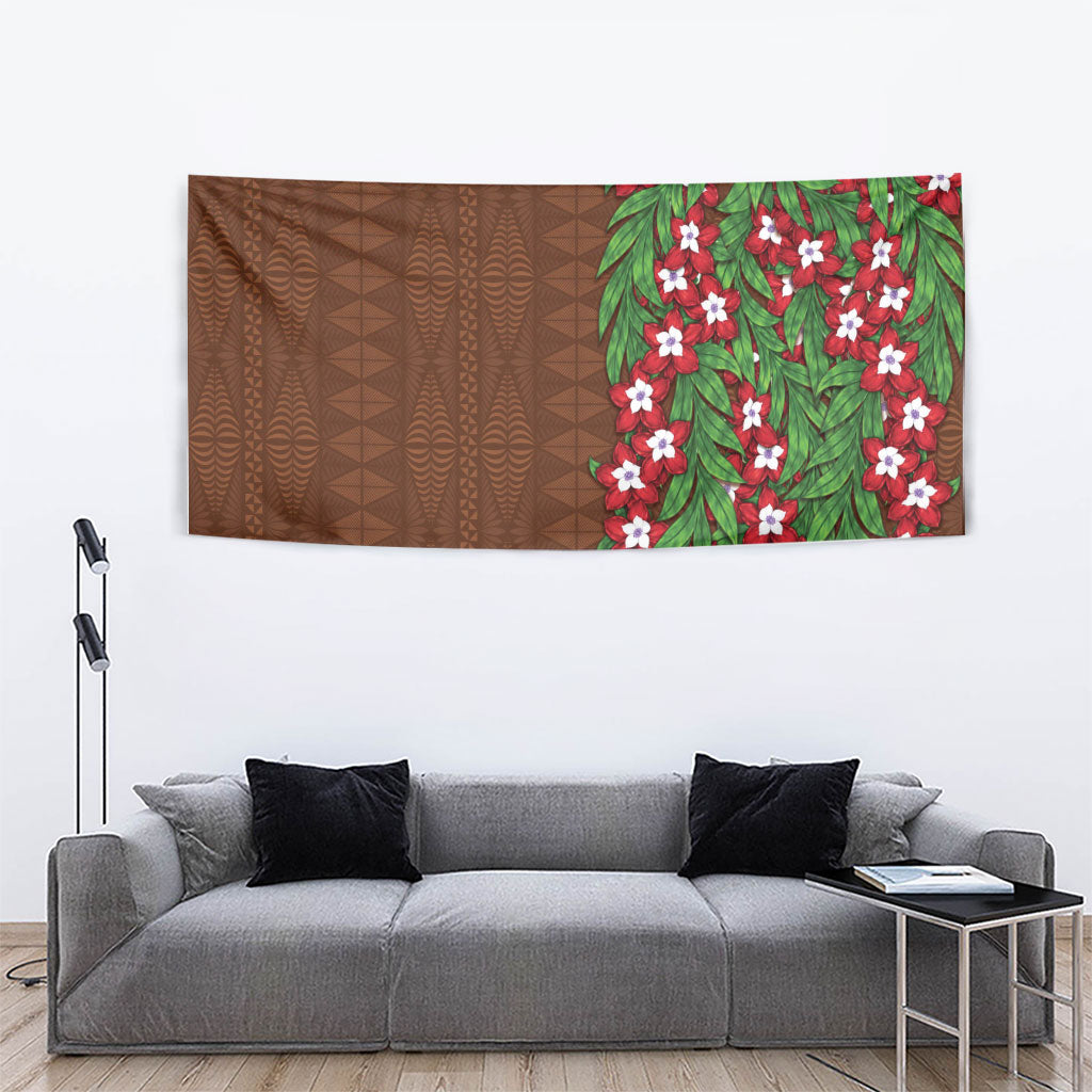 Tonga Language Week Tapestry Heilala Floral Brown