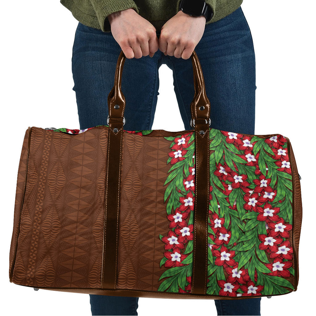 Tonga Language Week Travel Bag Heilala Floral Brown