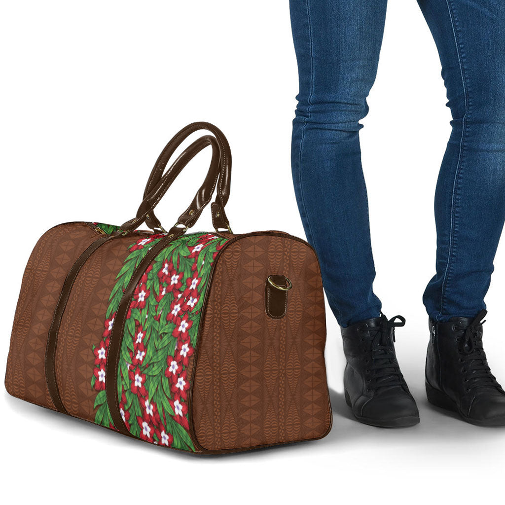 Tonga Language Week Travel Bag Heilala Floral Brown