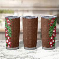 Tonga Language Week Tumbler Cup Heilala Floral Brown