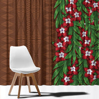 Tonga Language Week Window Curtain Heilala Floral Brown
