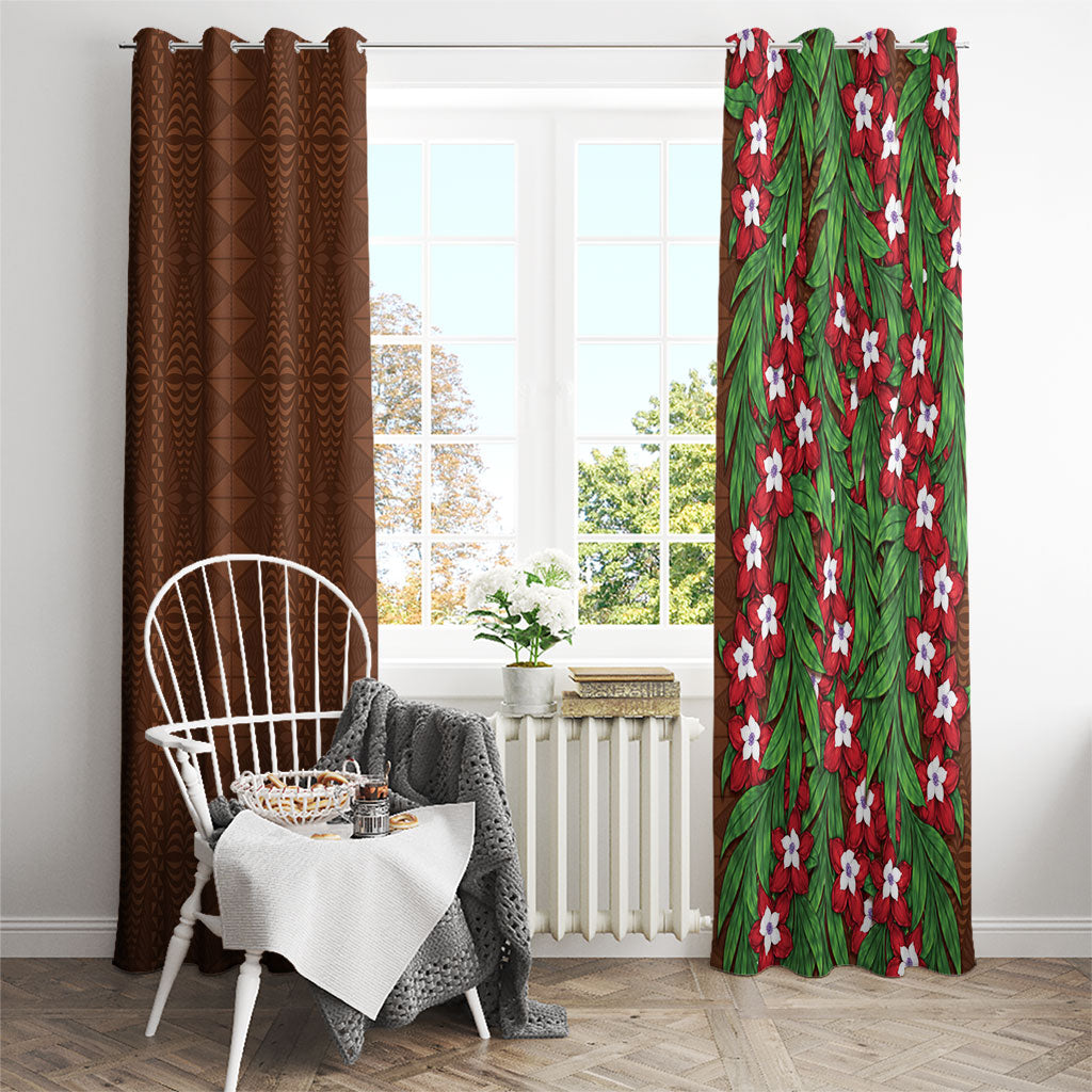 Tonga Language Week Window Curtain Heilala Floral Brown