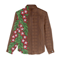 Tonga Language Week Women Casual Shirt Heilala Floral Brown