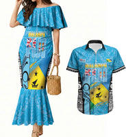Personalised Malampa Fiji Day 2026 Couples Matching Mermaid Dress and Hawaiian Shirt Unique Style LT05 Blue - Polynesian Pride